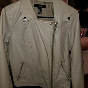 beige faux leather jacket